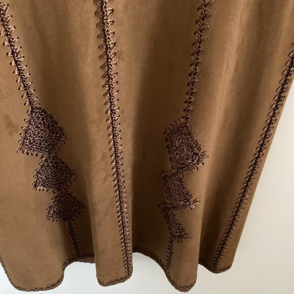 EUC ZARA WOMEN EMBROIDED VEST SLEEVELESS TIE-UP TOP BROWN SIZE S - Picture 7 of 9